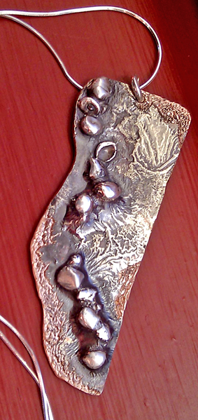 Saturday Silversmithery - Copper and Fine Silver Abstract Pendant